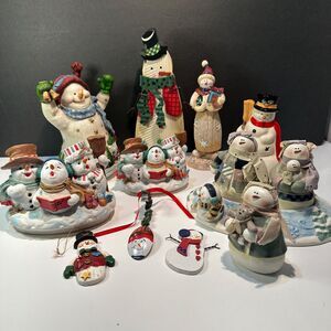 Fun Home Decor Snowman Bundle -13 Assorted Snowpeople Figurines & Ornaments READ